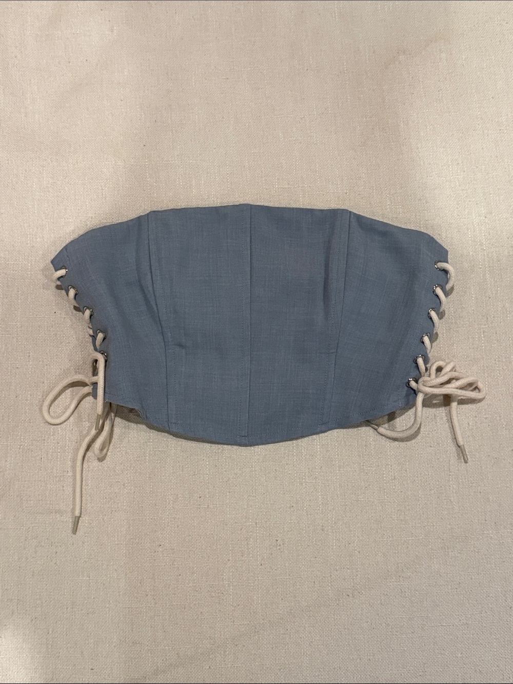 White Fox Boutique Blue Lace-Up Crop Top